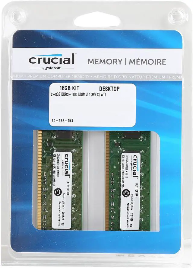Crucial 16GB (2 x 8GB) DDR3L 1600 (PC3L 12800) Desktop Memory
