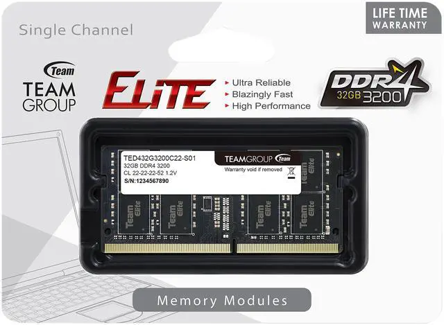 Team Elite 32GB 260-Pin SO-DIMM DDR4 3200 Laptop Memory - Newegg.com