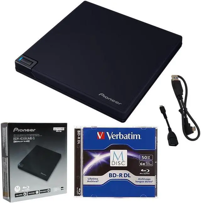 Pioneer BDR-XD08UMB-S Portable 6X Ultra HD 4K Blu-ray Burner