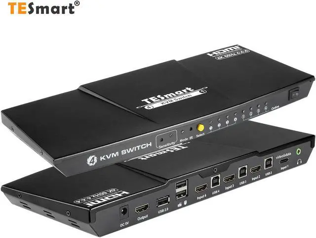 TESmart 4 Port HDMI+Type C KVM Switch 4K@60Hz 4:4:4 Ultra HD HDR