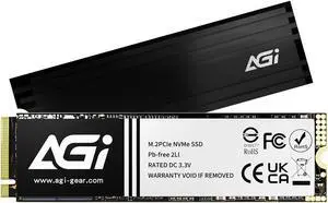 AGI 2TB SSD, AI828 PCIe NVMe 4.0 M.2 2280 Gen4x4 with Heat Sink