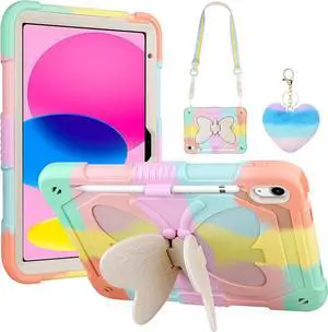 for iPad 10th Generation Case 2022 with Kickstand Lanyard Keychain