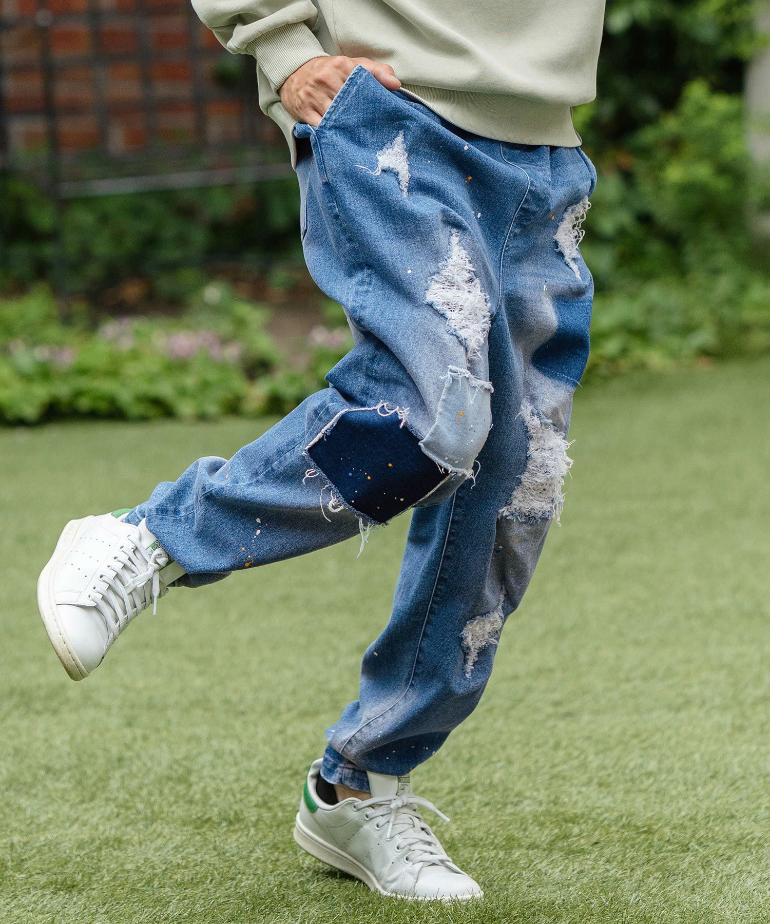 50%OFF【CAMBIO(カンビオ)】11oz Patchwork Paint Denim Pants デニム