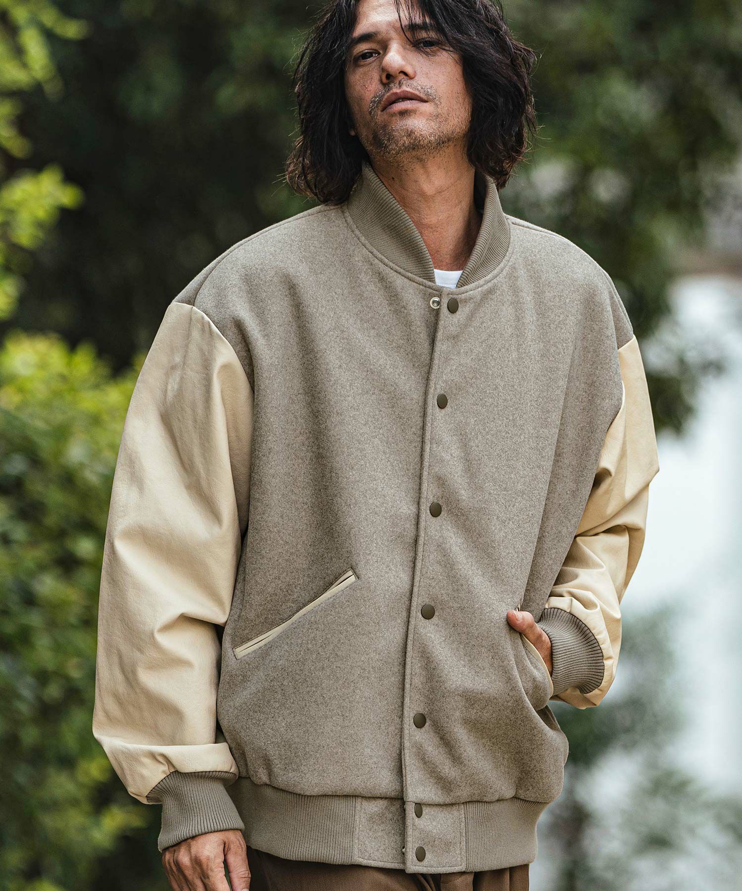 50%OFF【CAMBIO(カンビオ)】メルトンPU切り替えルーズシルエット