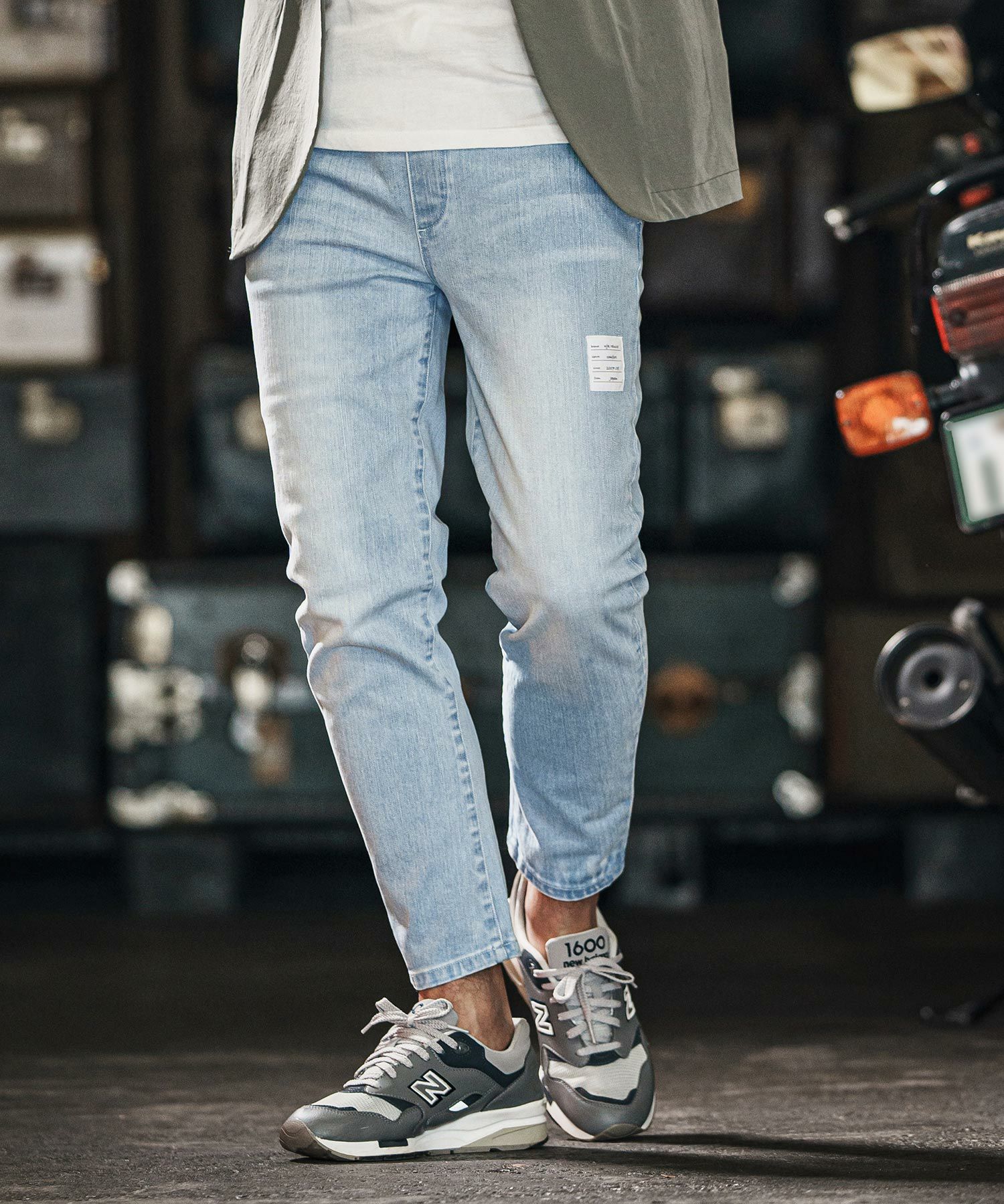 wjk reluxe】tight knit denim tapered easy pants デニムイージー