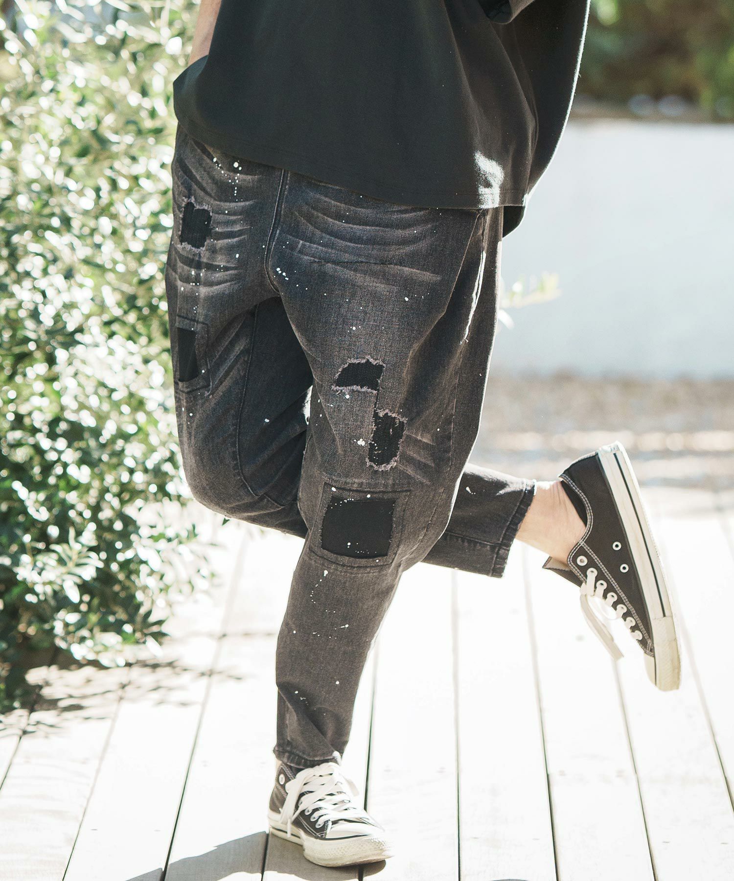 CAMBIO(カンビオ)】Distressed Balloon Silhouette Denim Pants デニム