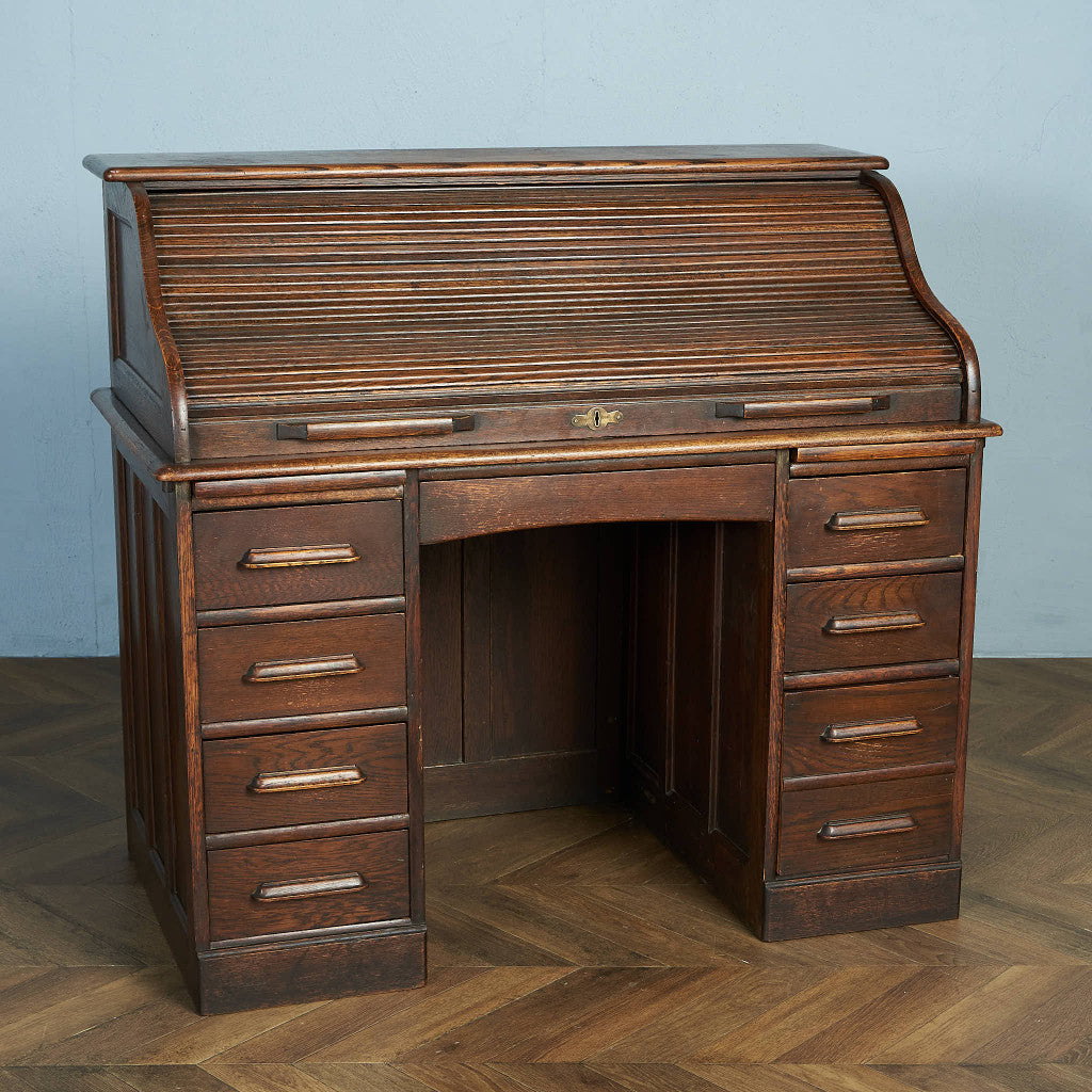 英国 アンティーク 蛇腹式 ロールトップ デスク #85269 – camori