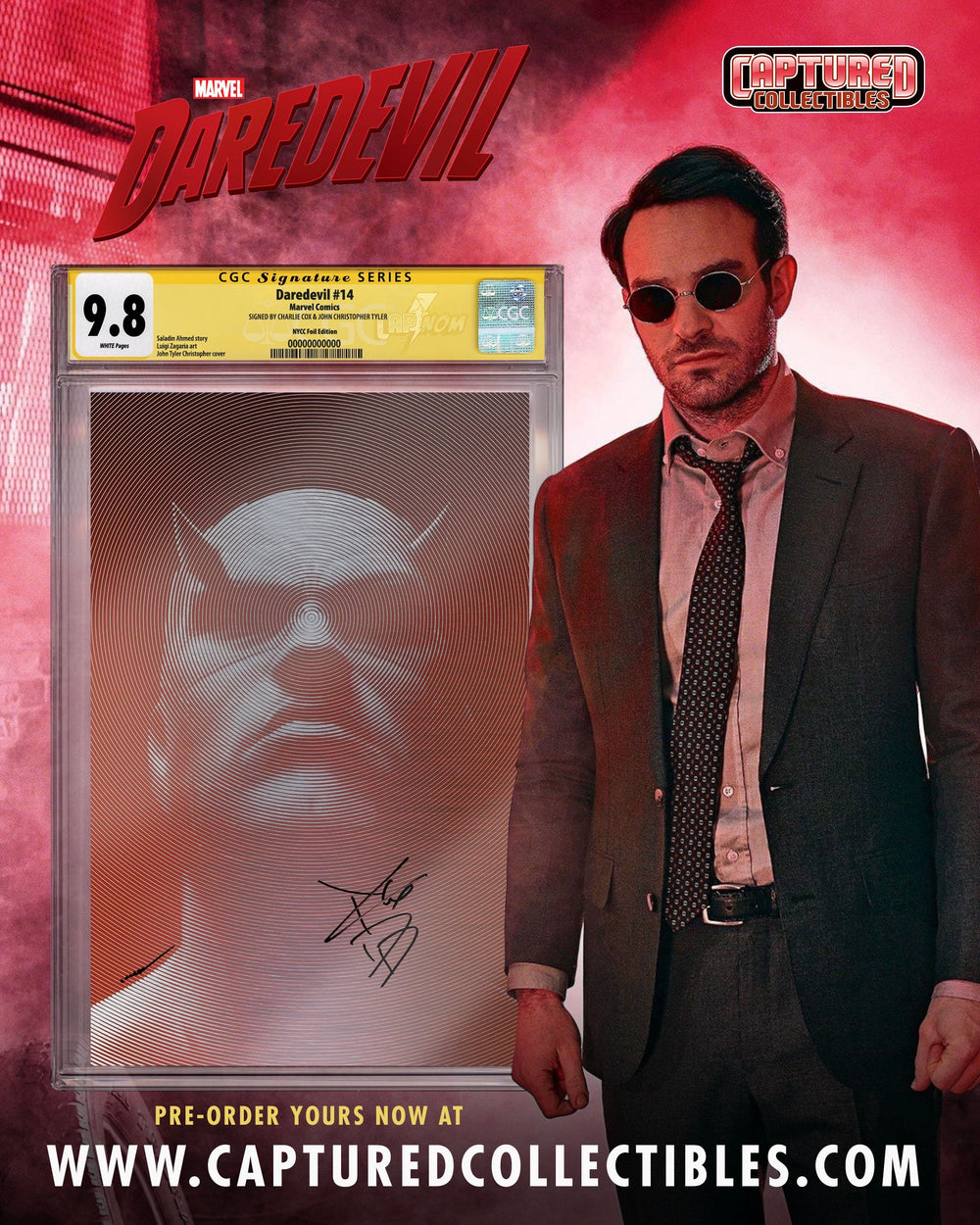 DAREDEVIL #14 NYCC FOIL EDITION CGC SS 9.8 SIGNED BY CHARLIE COX
