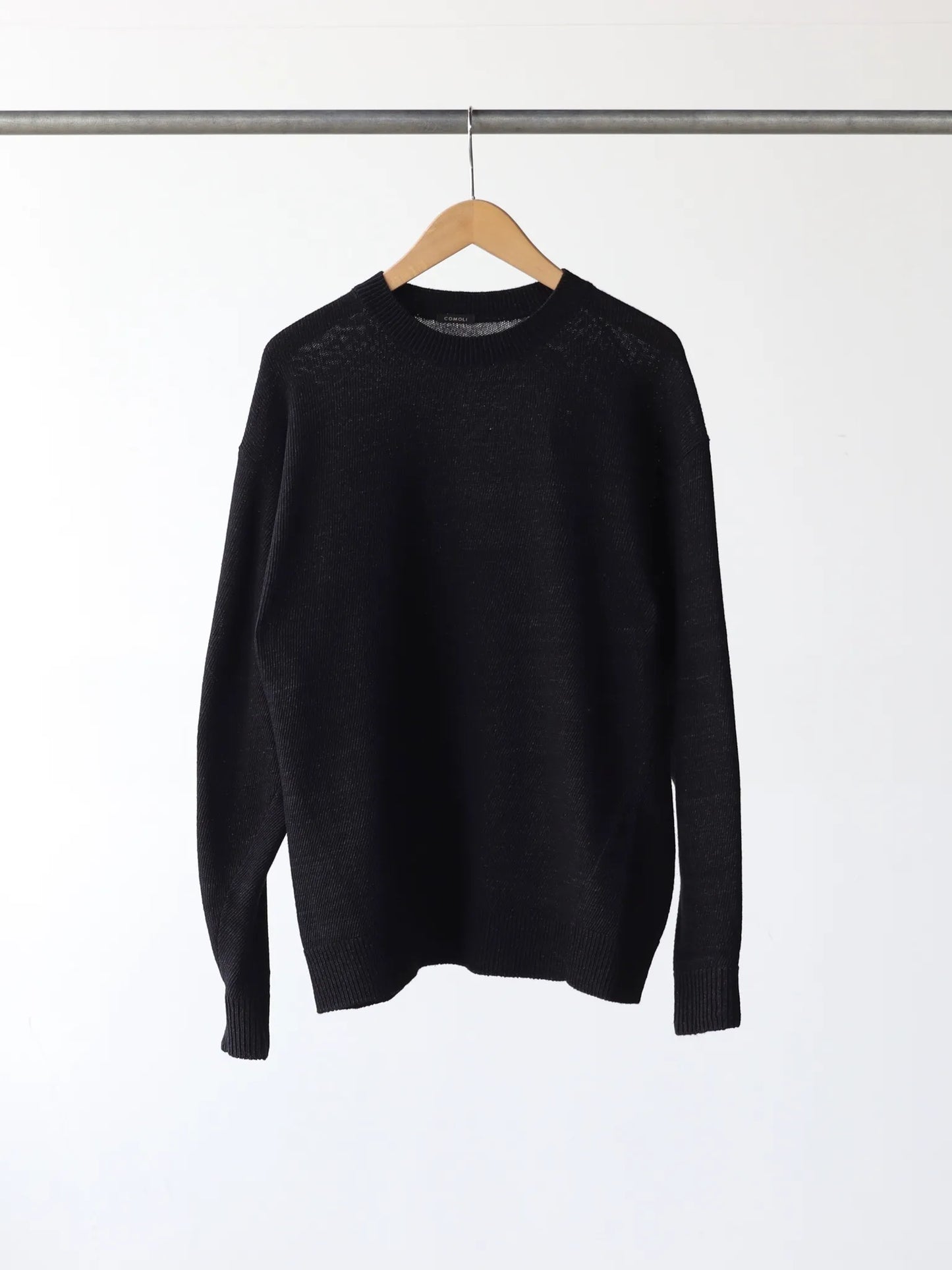 COMOLI 7G クルーネックニット BLACK | CASANOVA&CO (カサノヴァアンド