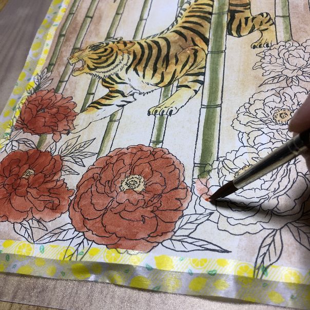 脳がみるみる若返るぬり絵 花鳥風月】虎と竹林 - 塗り絵のある暮らし