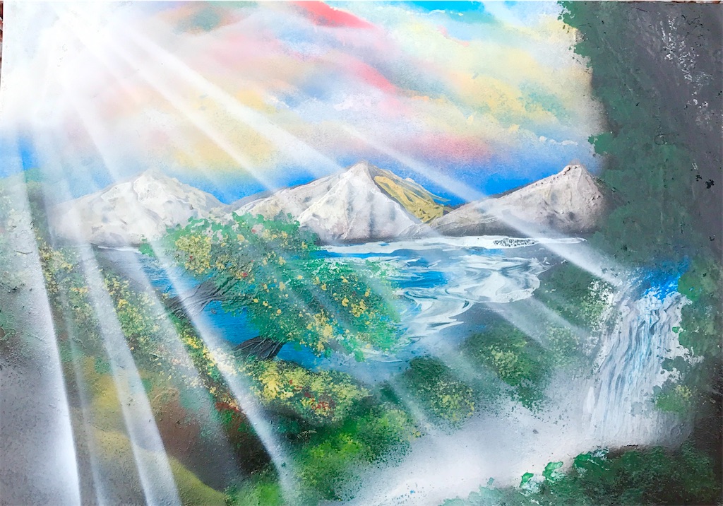 ホームセンターの缶スプレーでスプレーアート！ボブに憧れて風景画