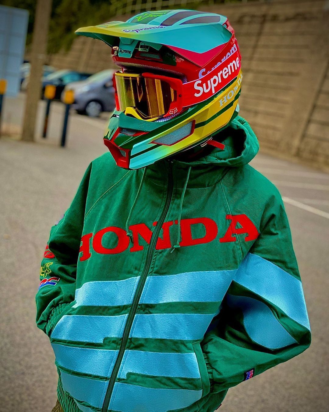 FW19 Supreme × Honda × Fox Racing Puffy Zip Up Work Jacket