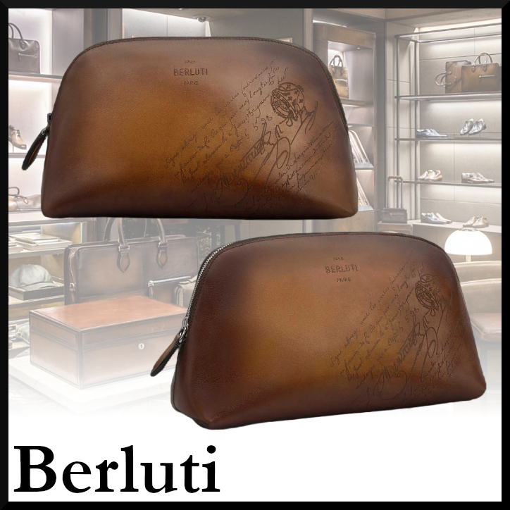 BERLUTI】Toujours ソフトポーチ スクリットレザーポーチ (Berluti