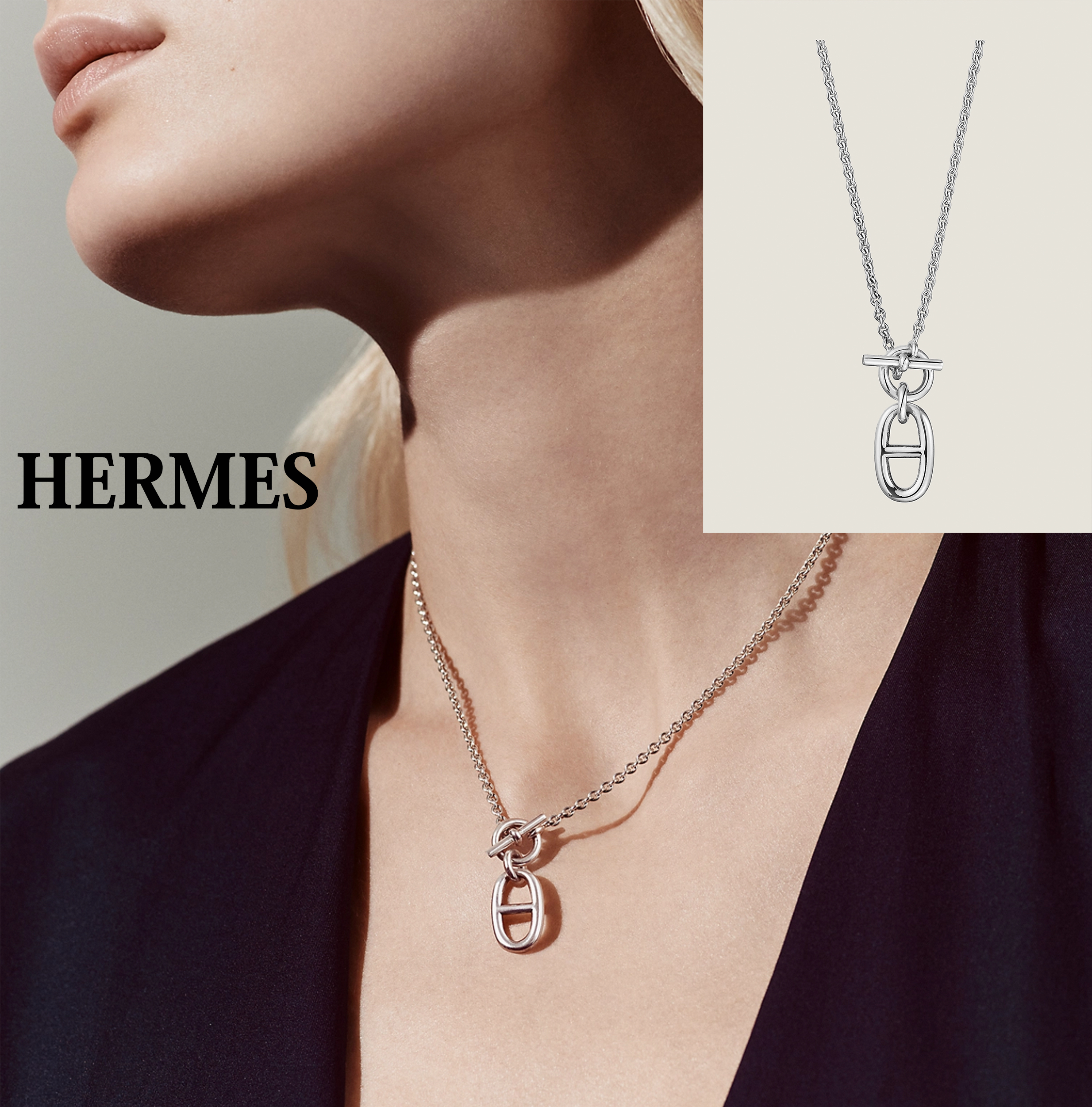 希少レア！☆HERMES☆シルバー☆アミュレットシェーヌダンクル (HERMES