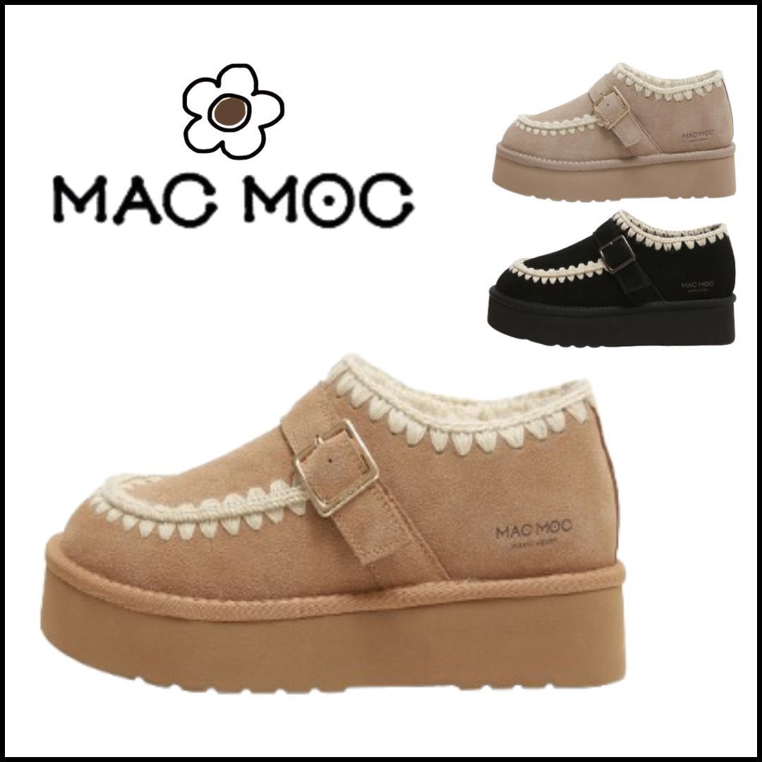 MACMOC] 天然レザー ステッチショートブーツ/ヒール高さ4cm (MAC MOC