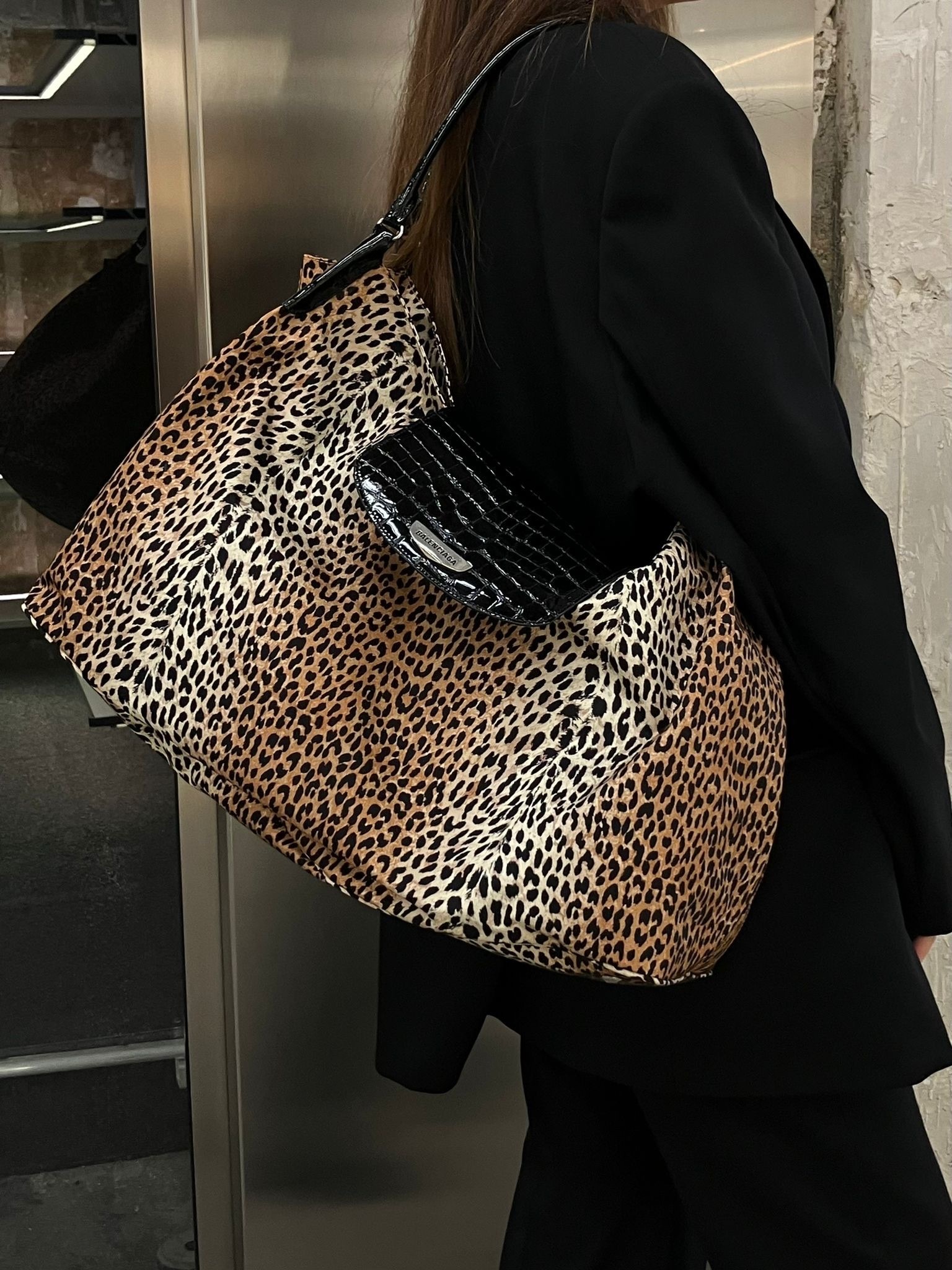 BALENCIAGA】GENEVE ホーボーバッグ レオパードプリント Large