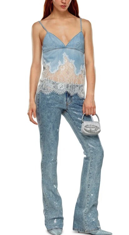 DIESEL キャミソール デニム レース トップス ディーゼル (DIESEL