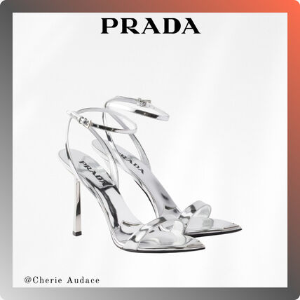 シルバー（銀色）系 22.5cm PRADA(プラダ) サンダル・ミュール