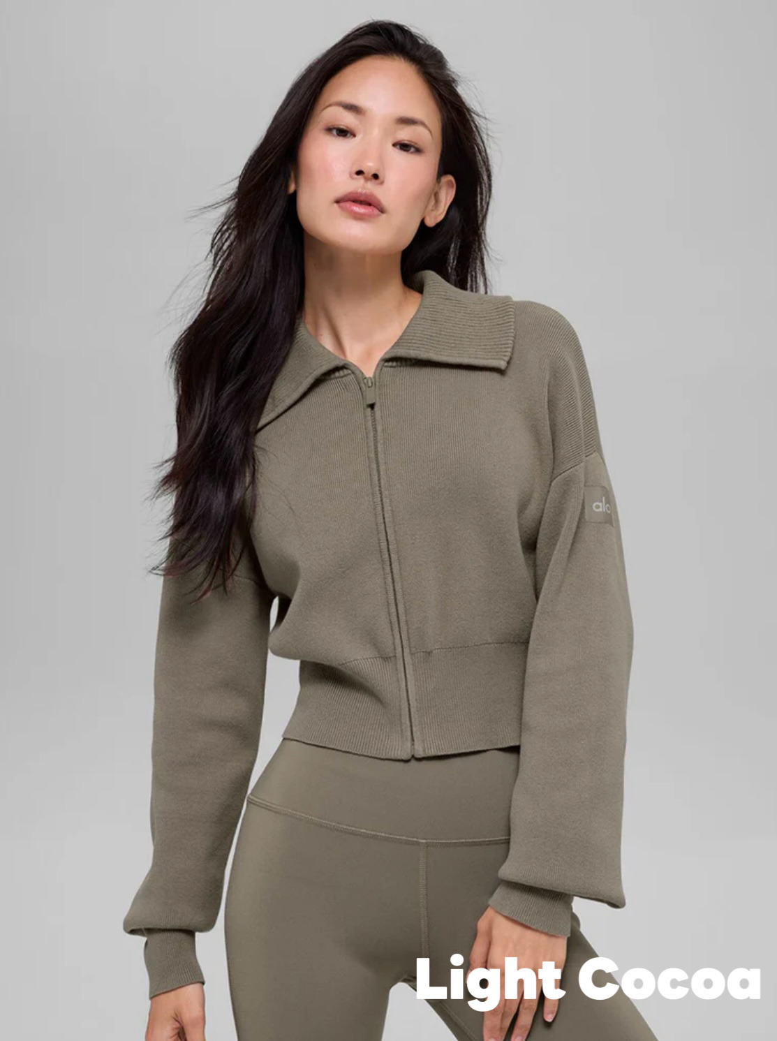 Alo Yoga〉Scholar Knit クロップド フルジップ ジャケット (ALO Yoga