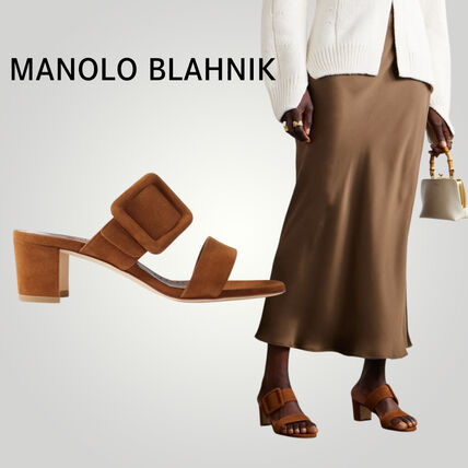 スエード Manolo Blahnik(マノロブラニク) サンダル・ミュール
