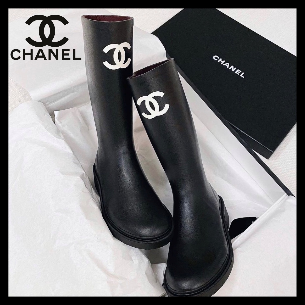 入手困難！シンプルなデザインが高級感】CHANEL ロング ブーツ (CHANEL