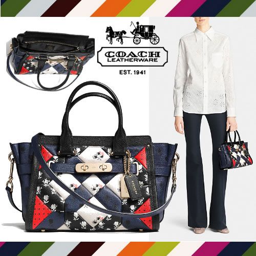 人気！コーチ 34542 スワッガー 27 キャリーオール パッチワーク