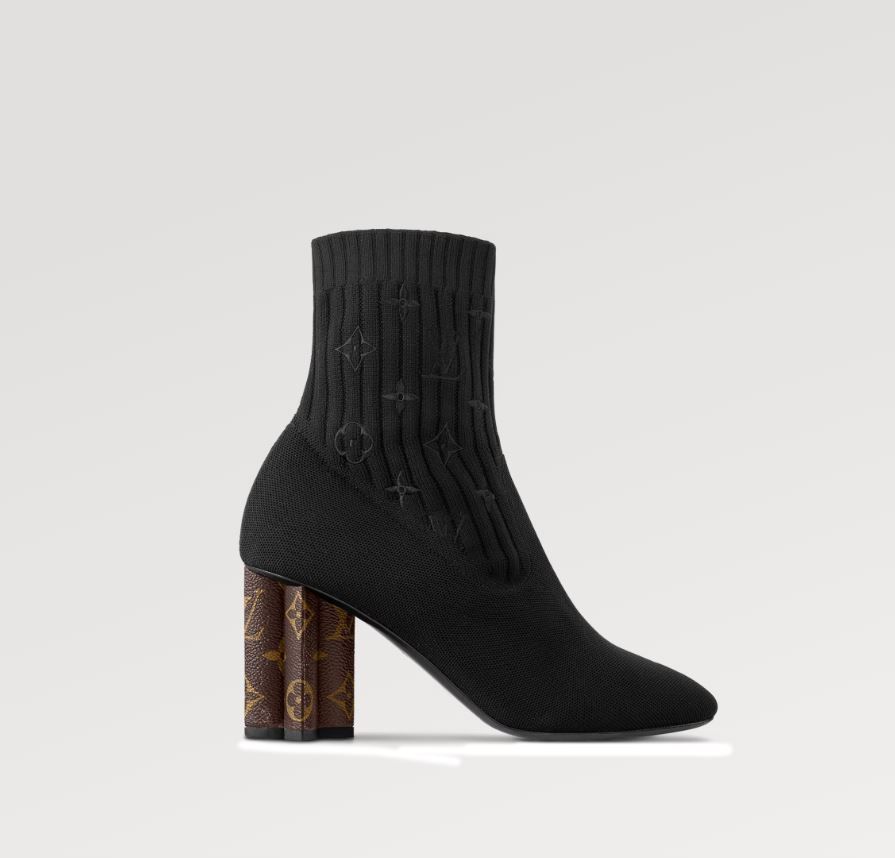 脚長効果♪LVモノグラムシルエットラインアンクルソックスブーツ