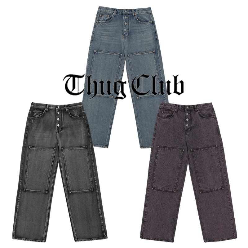 THUG CLUB】Double Knee Laser Denim pants (Thug Club/デニム