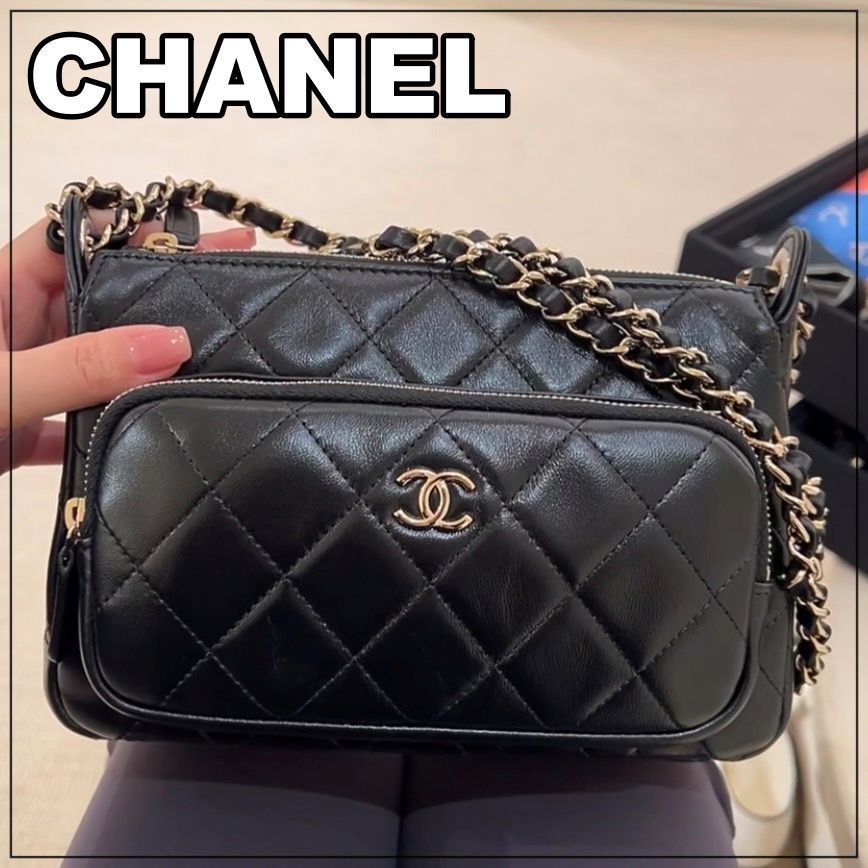 CHANEL 25C《便利な外ポケット♪》ショルダーバッグ BK (CHANEL