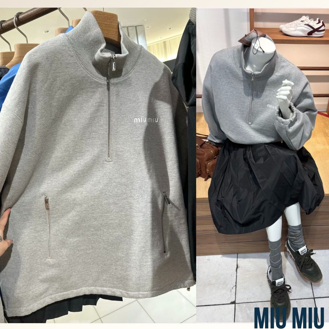 今回こそ《Miu Miu》コットンフリースジッパースウェットシャツ