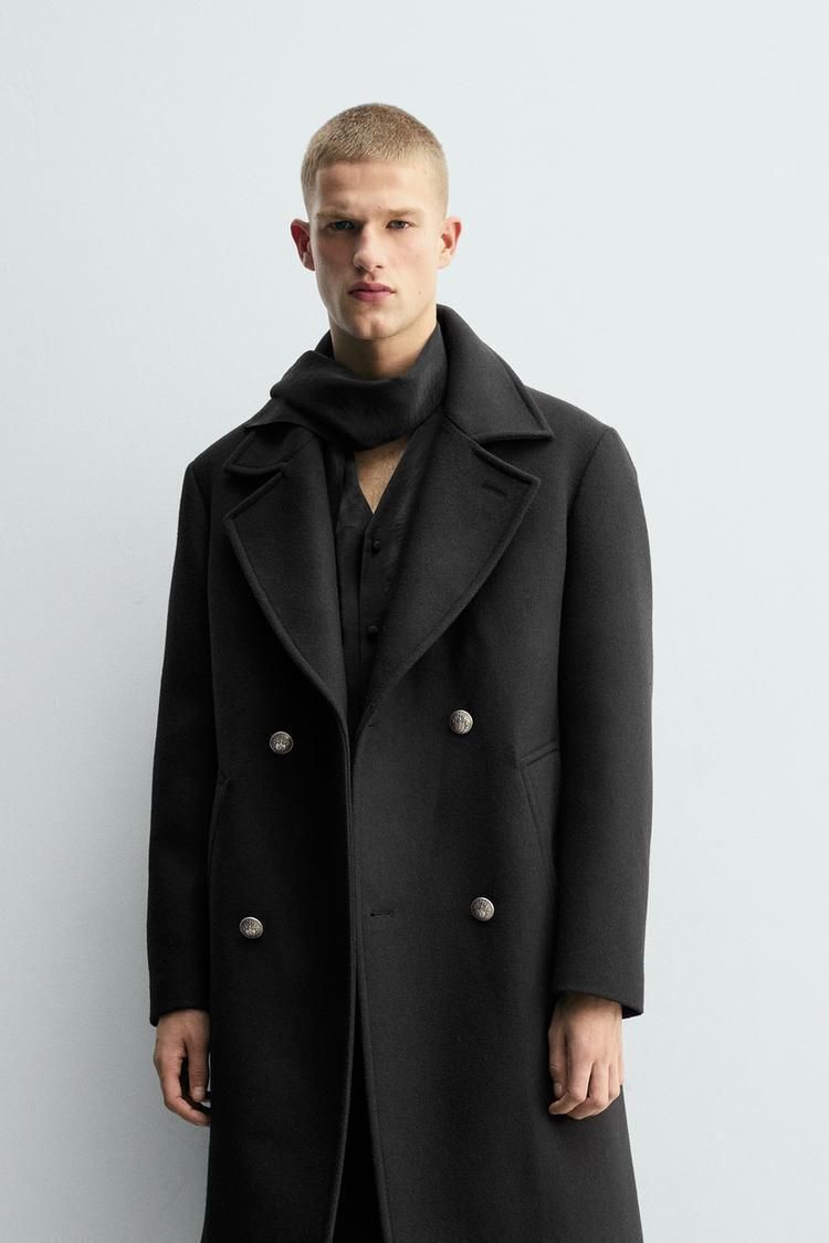 ZARA】ウール混ダブルブレストコート ブラック | 6798/041/800 (ZARA