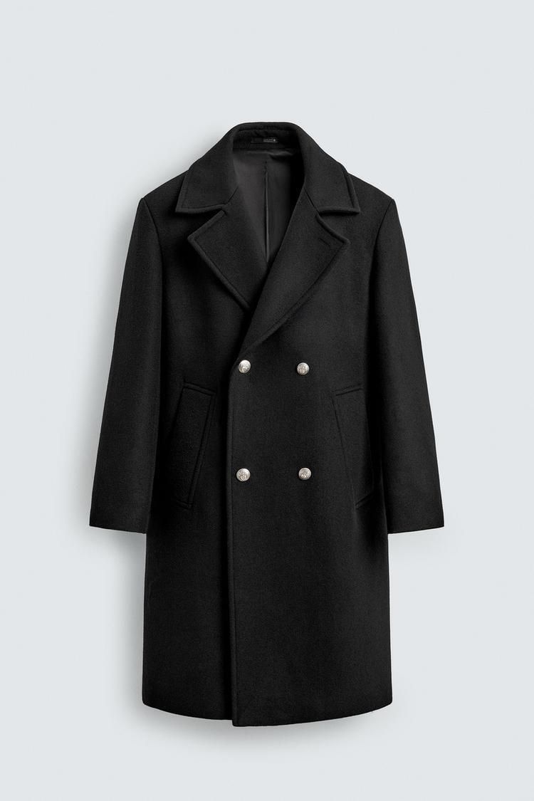 ZARA】ウール混ダブルブレストコート ブラック | 6798/041/800 (ZARA