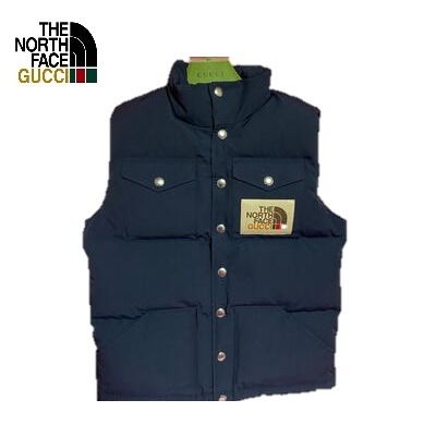 2021 コラボ グッチ ノースフェイス ダウンベスト ネイビー (GUCCI