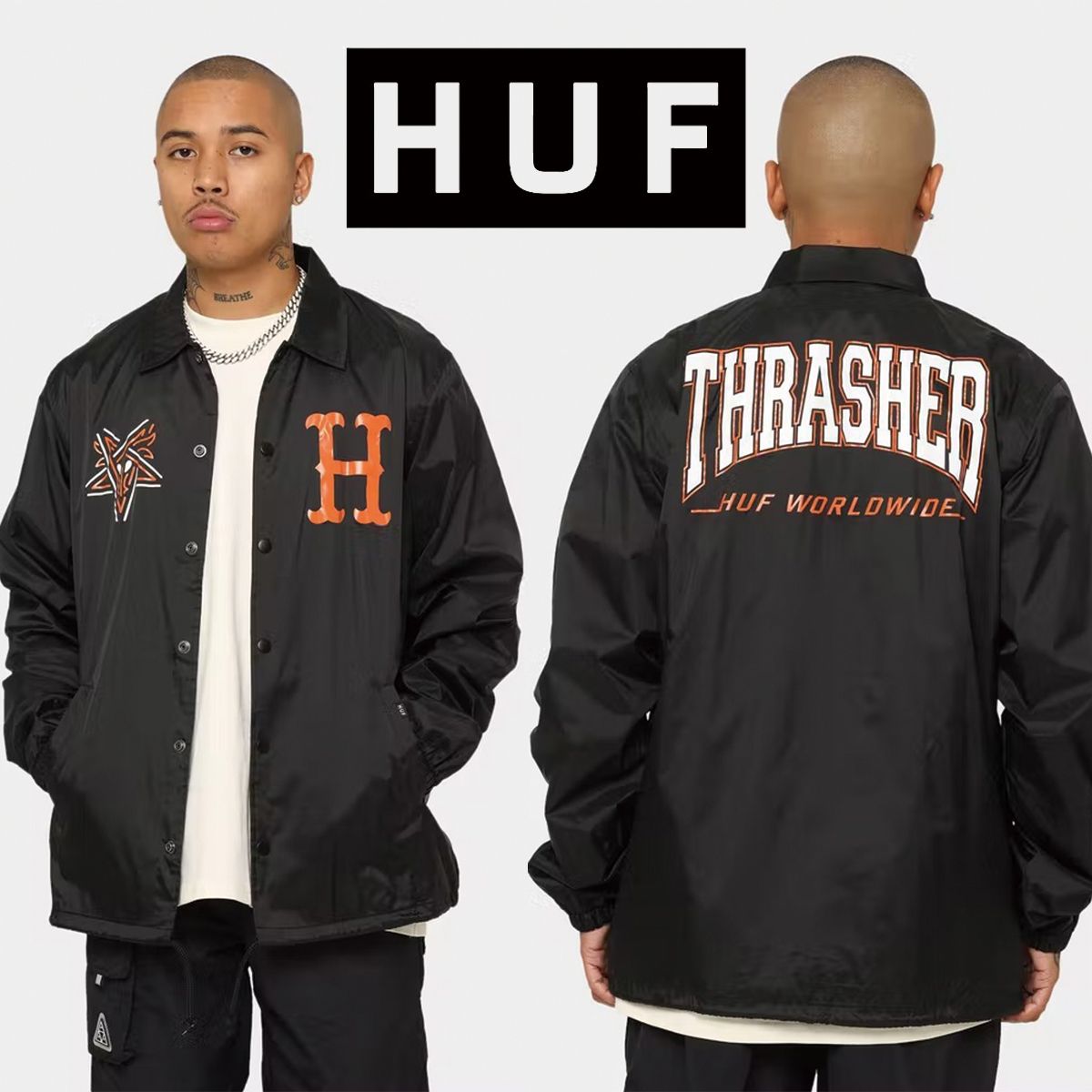 HUF ハフ コーチジャケット HUF X Thrasher ナイロンジャケット (HUF