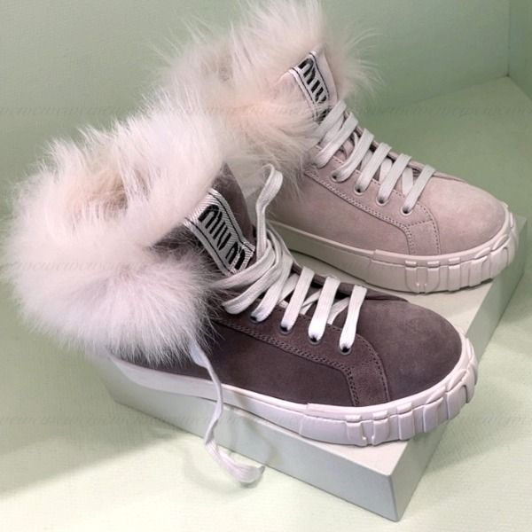 MIUMIU【セール】国内発□ファー付 ハイカットスニーカー (MiuMiu