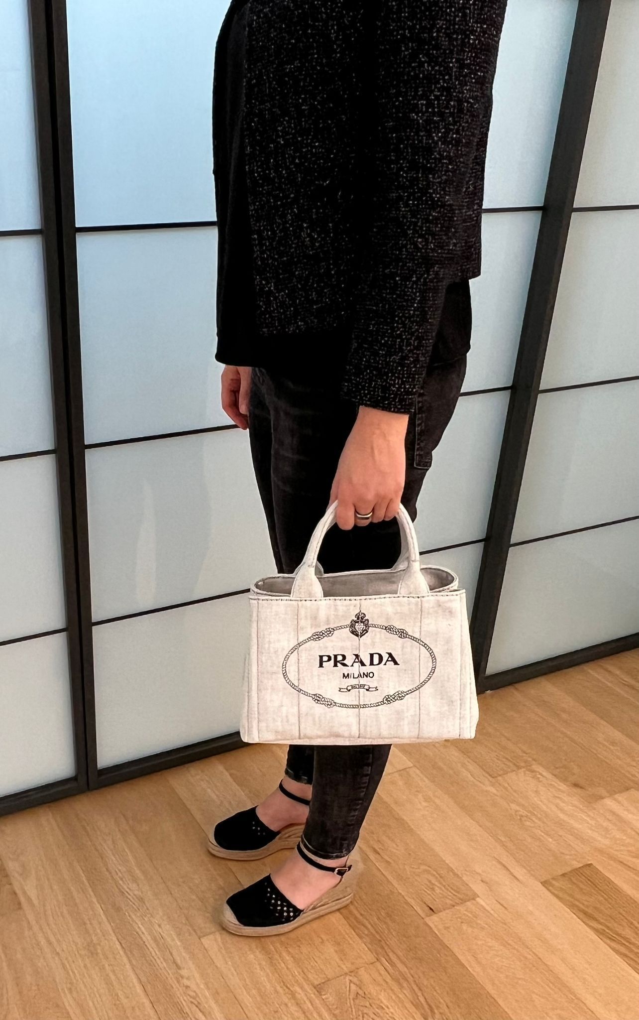 PRADA デニム ファブリック 2WAYハンドバッグ ホワイト (PRADA/トート