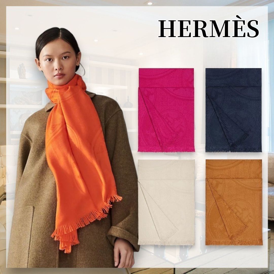 Hマークがオシャレ☆】HERMES《ニュー・リブリス》ストール (HERMES