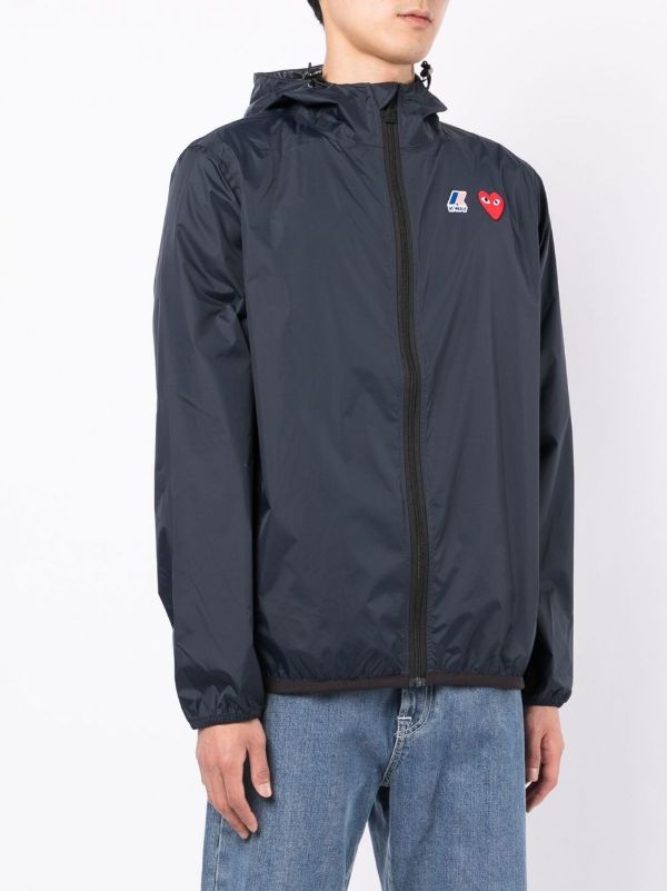 Comme Des Garçons Play x K-Way Zipped Hooded Jacket | Blue | FARFETCH
