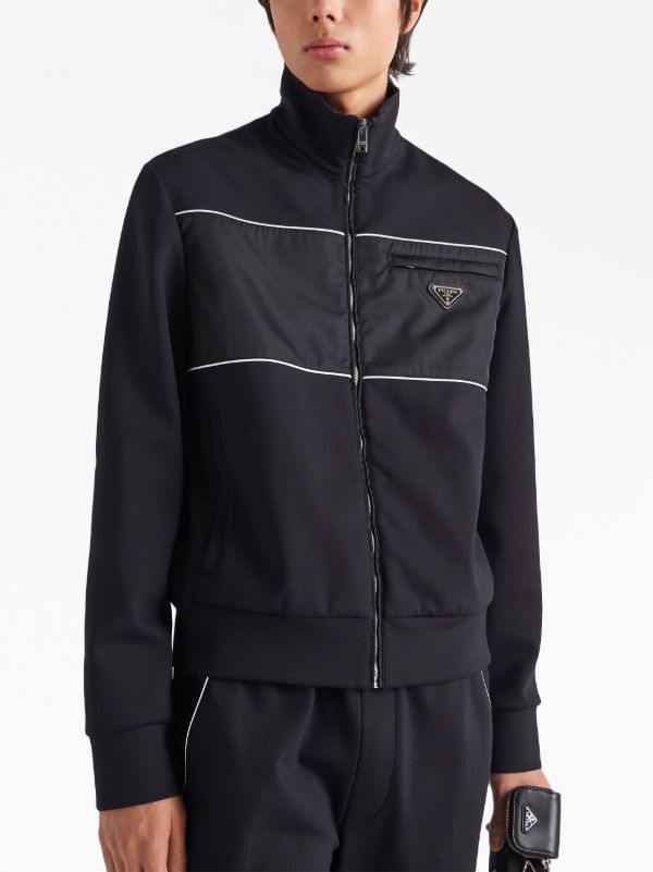 Prada Re-Nylon Panelled zip-up Jacket | Black | FARFETCH