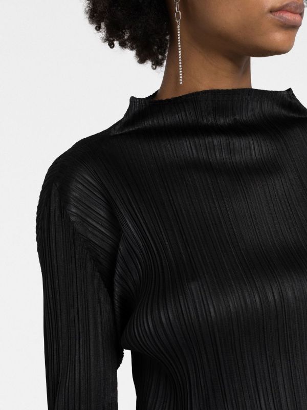 Pleats Please Issey Miyake ハイネック プリーツトップ | ブラック
