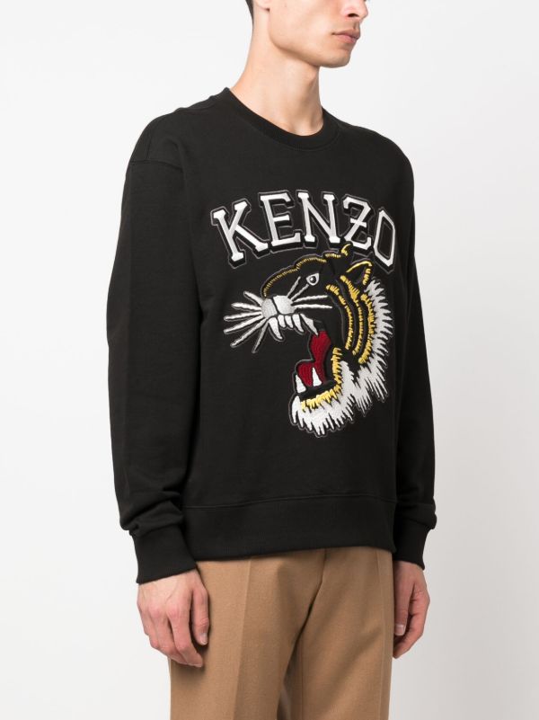 Kenzo Varsity Jungle logo-embroidered Cotton Sweatshirt | Black