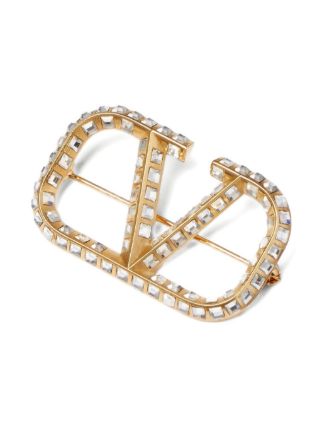 Valentino Garavani VLogo Signature crystal-embellished Brooch
