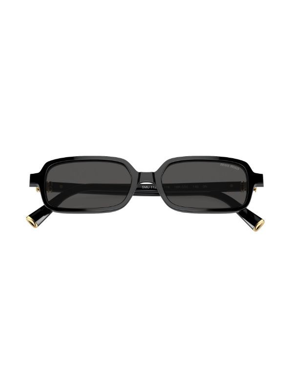Miu Miu Eyewear Rectangle Frame Sunglasses | Black | FARFETCH IN