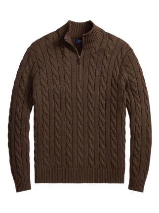 Polo Ralph Lauren ケーブルニット ハーフジップセーター | ブラウン