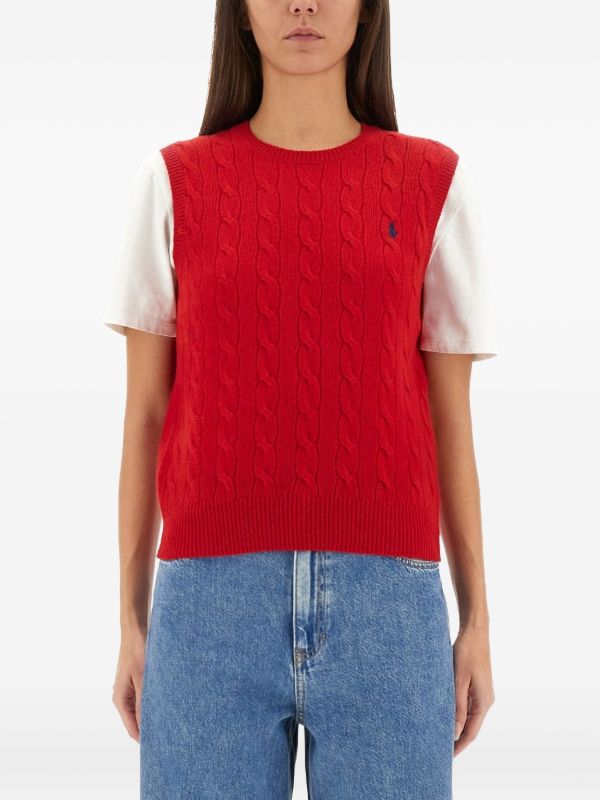 Polo Ralph Lauren ケーブルニット ベスト | レッド | FARFETCH JP