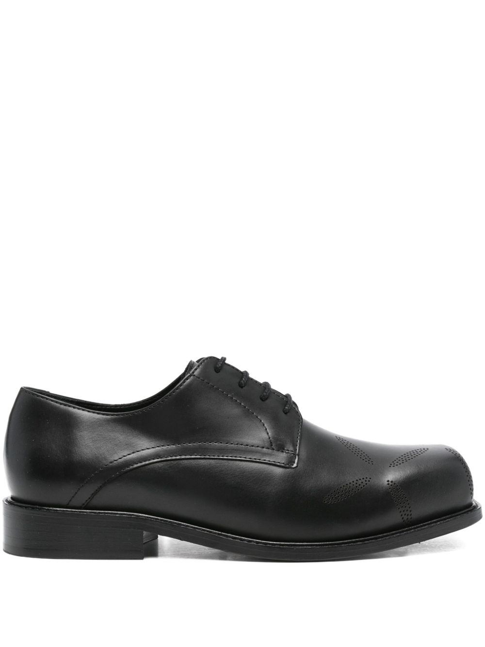 Stefan Cooke Slashed Square Toe Derby Shoes | Black | FARFETCH