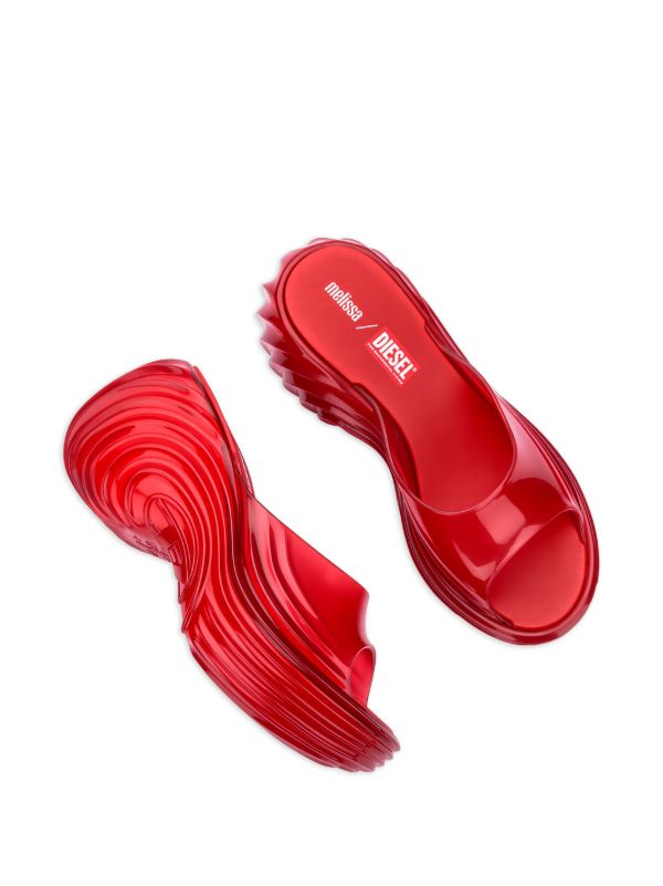 Melissa x Diesel Quantum Platform Wave Slides | Red | FARFETCH