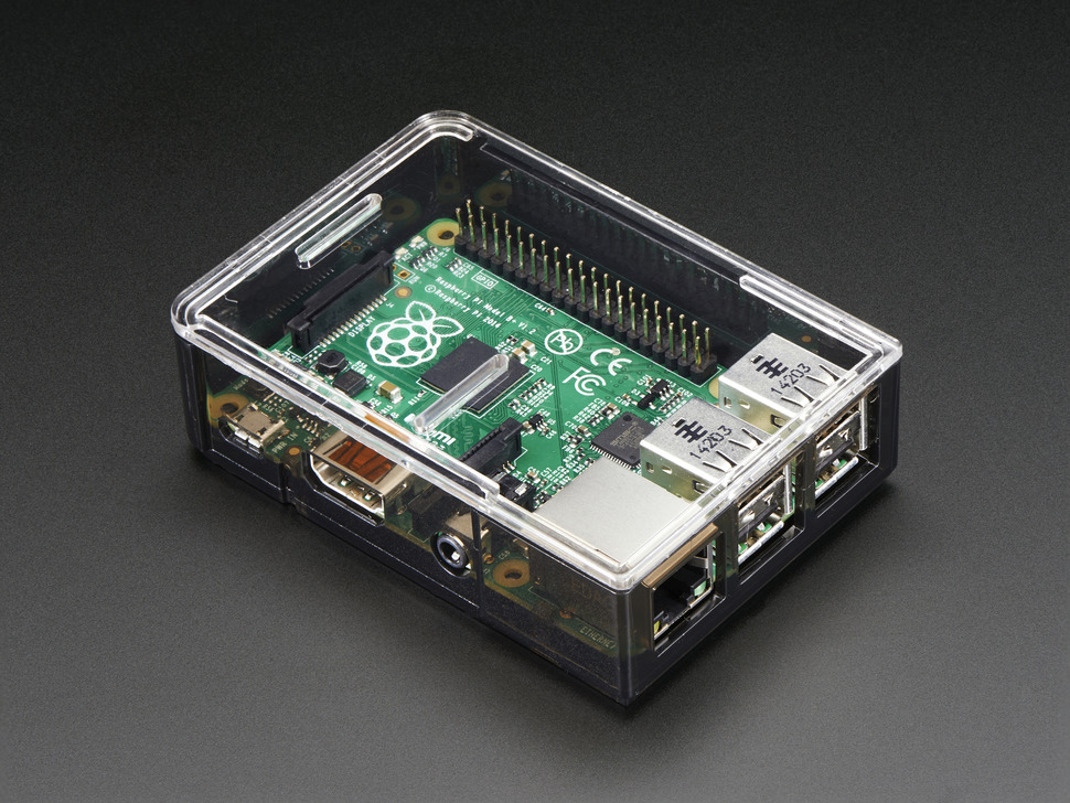 Adafruit Raspberry Pi B+ / Pi 2 / Pi 3 Case - Smoke Base [w/ Clear