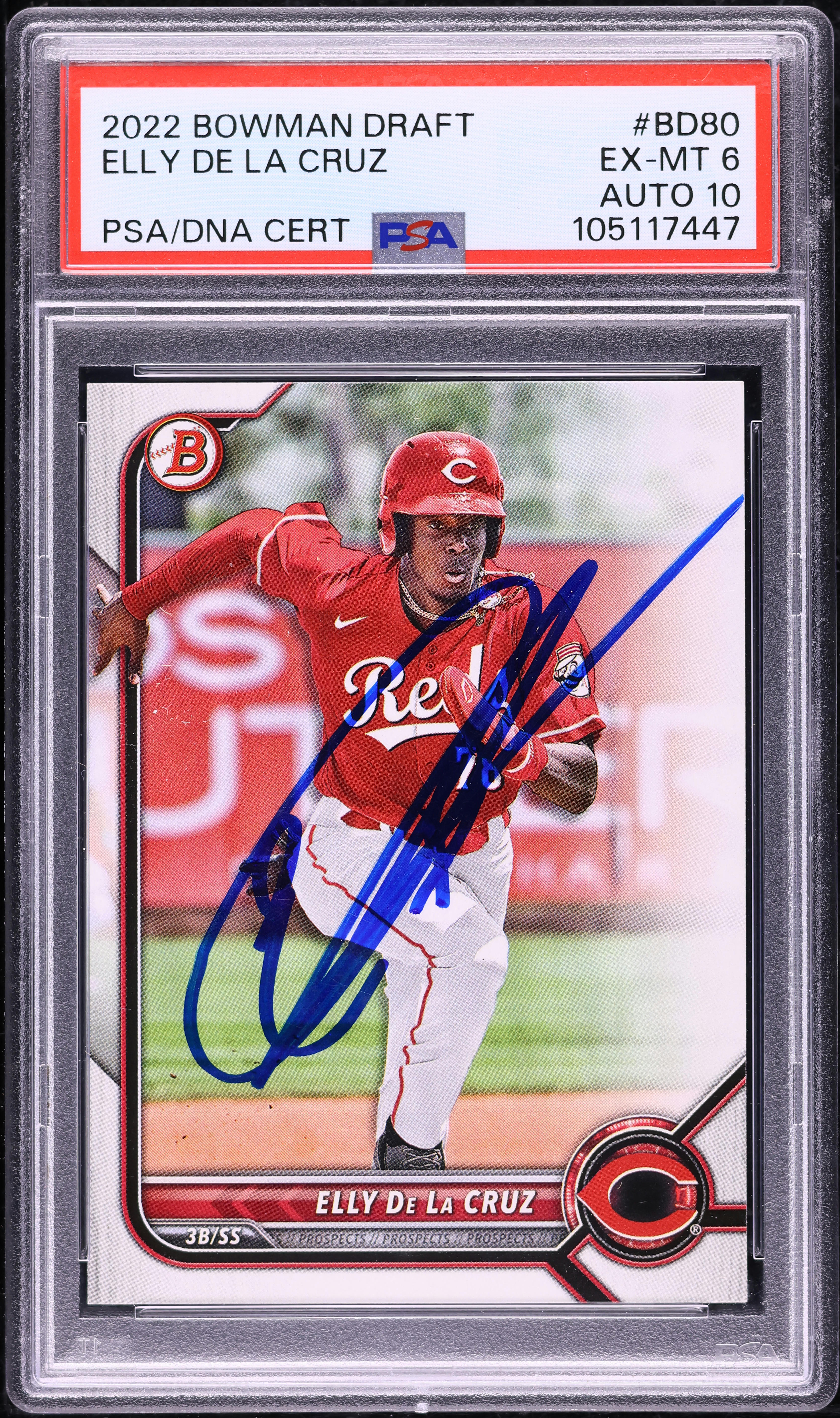 2022 Bowman Draft Elly De La Cruz Auto DNA 10 #BD-80 PSA 6 EXMT on