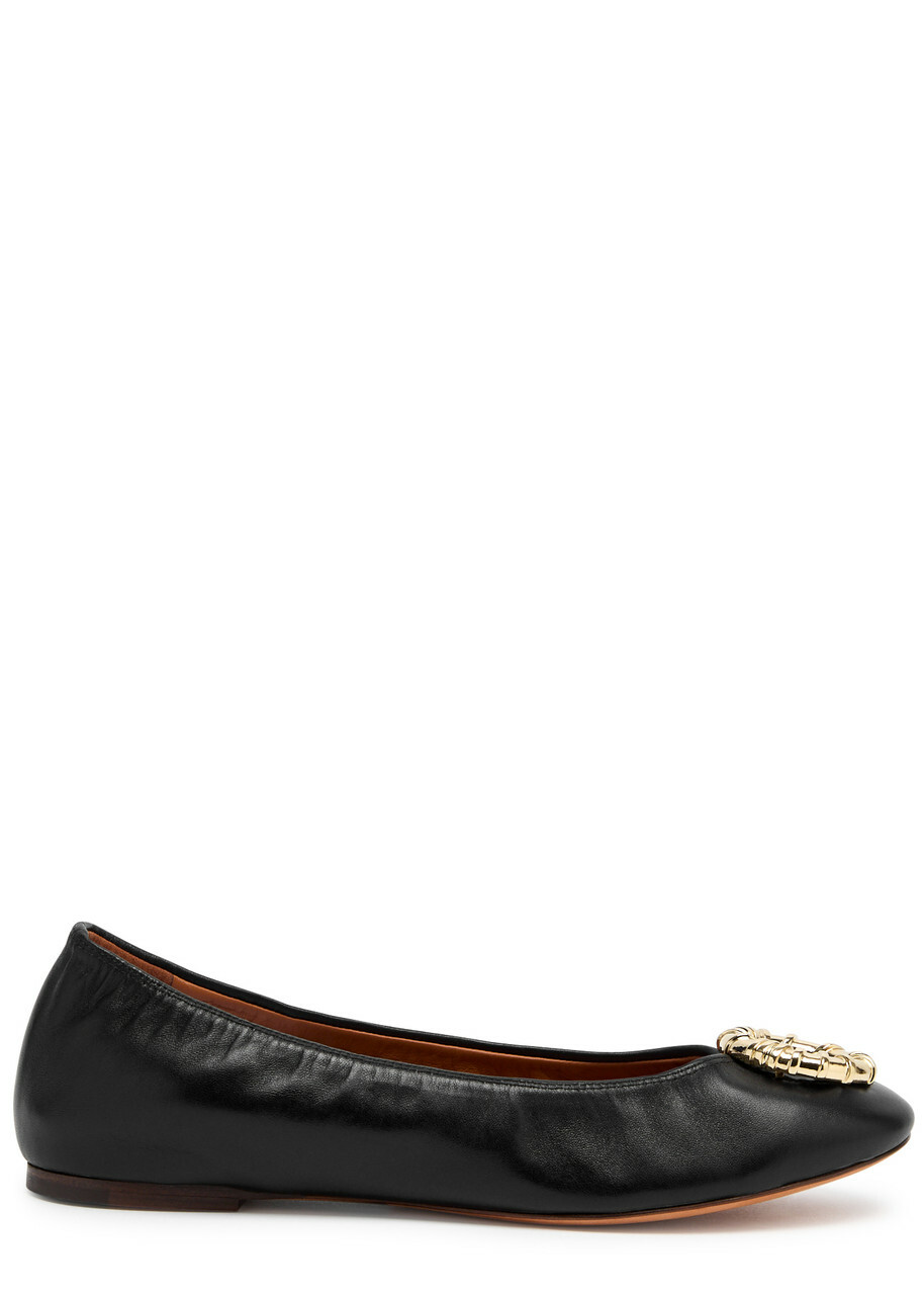 Lanvin Mélodie Embellished Leather Ballet Flats Black Lanvin